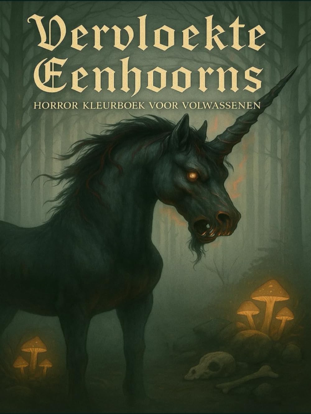 Vervloekte Eenhoorns – Horror Kleurboek voor Volwassenen: Duistere fantasy-eenhoorn scènes met angstaanjagende details om in te kleuren.