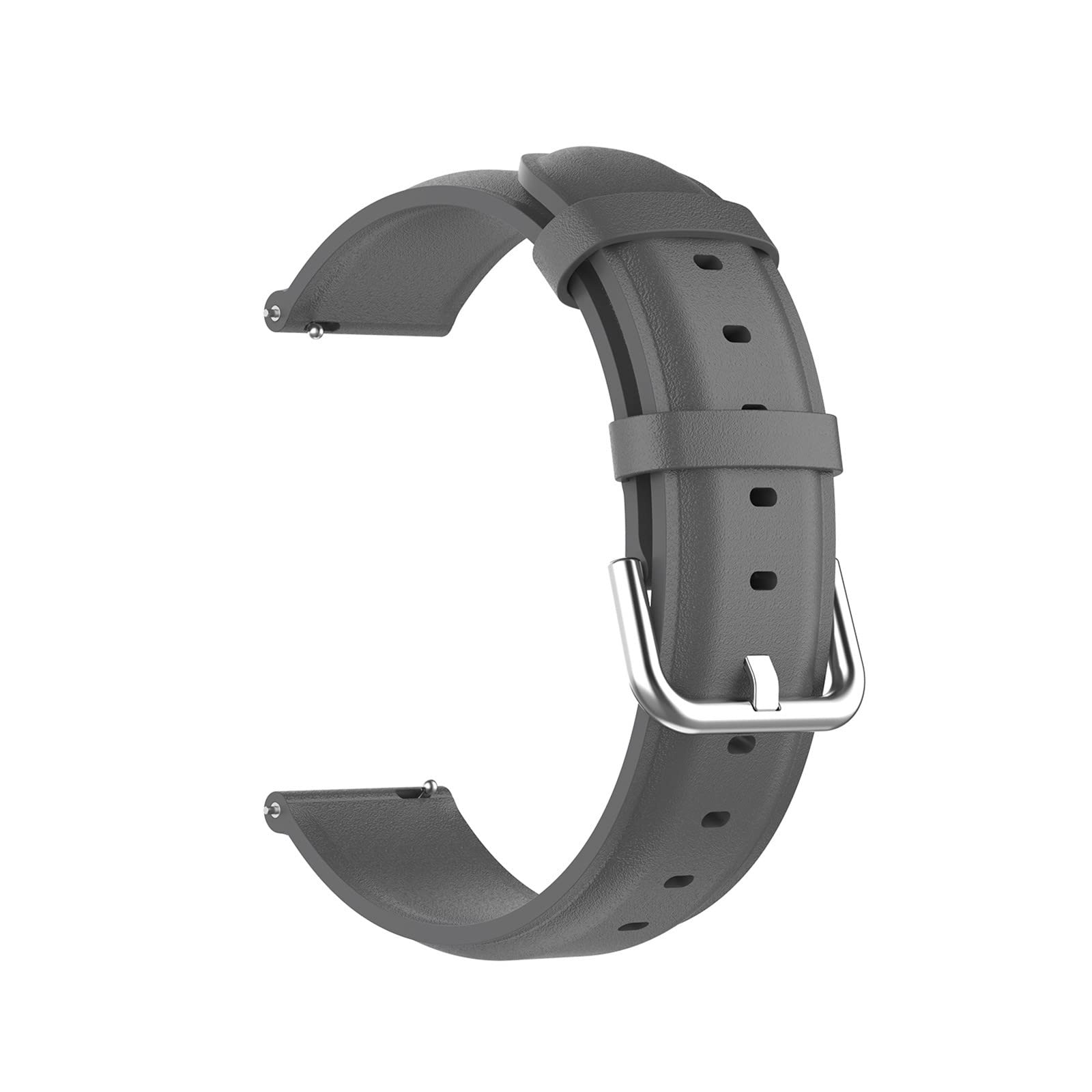Leather Strap Compatible with Garmin Vivomove Style Strap for Women Men, 20mm Soft Breathable Leather Sport Wristband Metal Buckle Clasp Bracelet Replacement Strap (Grey)
