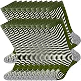10 Pairs Men's Army Crew Sock Military Green Cotton Socks for Soldiers Firefighters Police Outdoor Sports Work Socks (US, Alpha, One Size, Regular, Regular, Thin- Green Style 3)