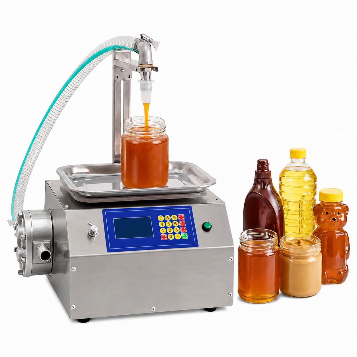 L15+ Automatic Liquid Filling Machine – 400W High-Power Stainless Steel Honey & Viscous Liquid Bottle Filler, Adjustable 0–40cm, Digital Quantitative Flow Control,for Peanut Butter,Chocolate,Sauce,Oil