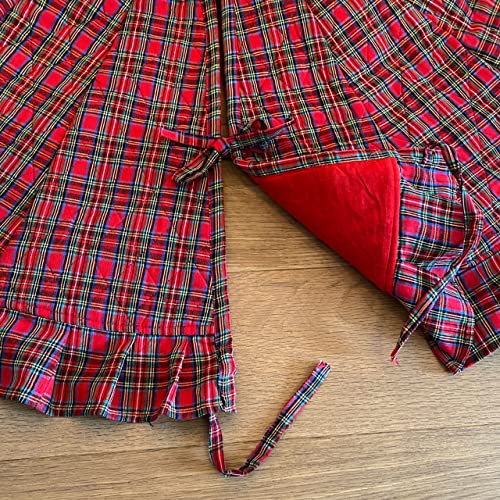 Marilee Home 201-120 48 Inch Red Tartan Quilted Homespun Cotton Christmas Tree Skirt thumb #2