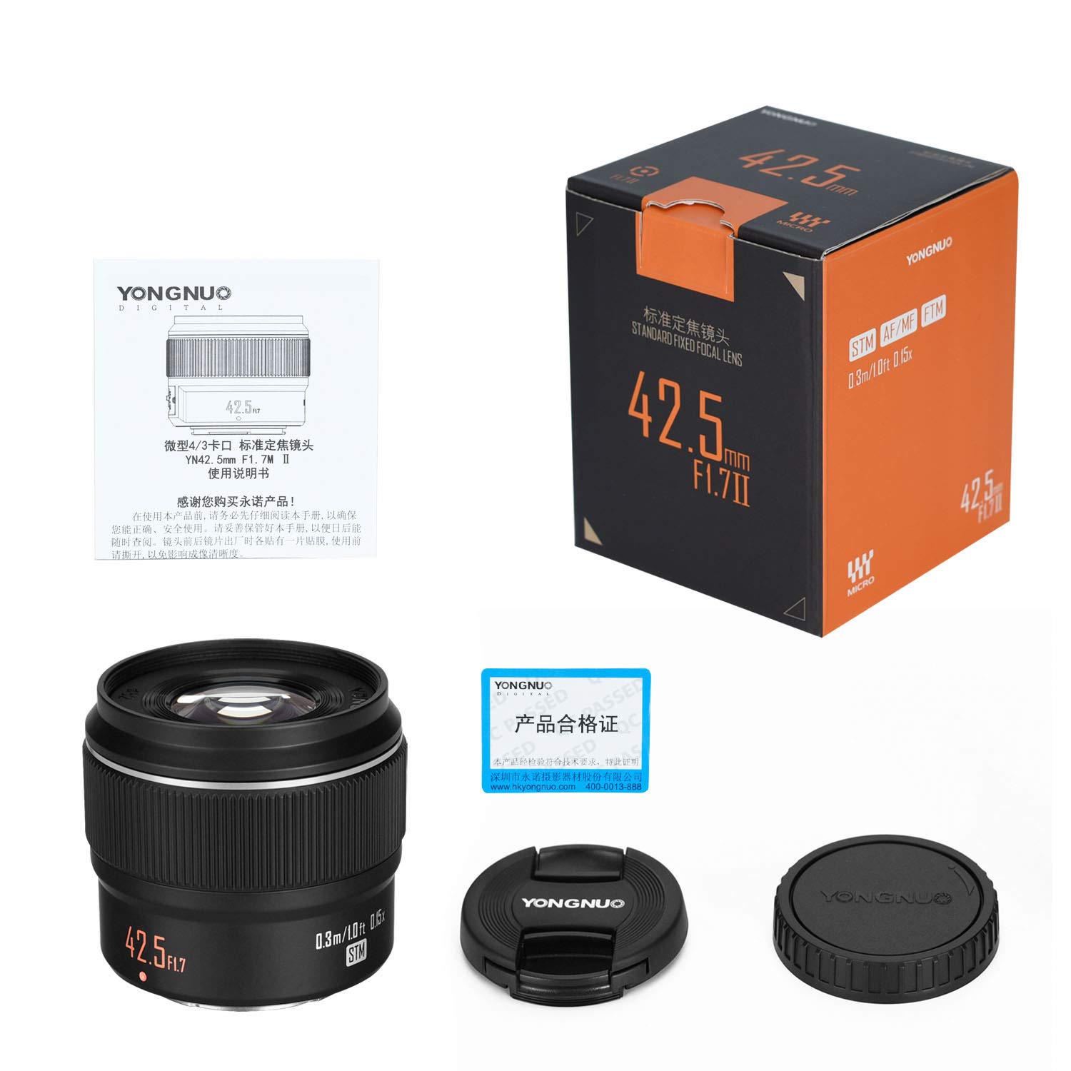 YN42.5mm F1.7M Ⅱ Obiettivo a focale fissa standard Compatibile con Micro 4/3 Panasonic & Olympus