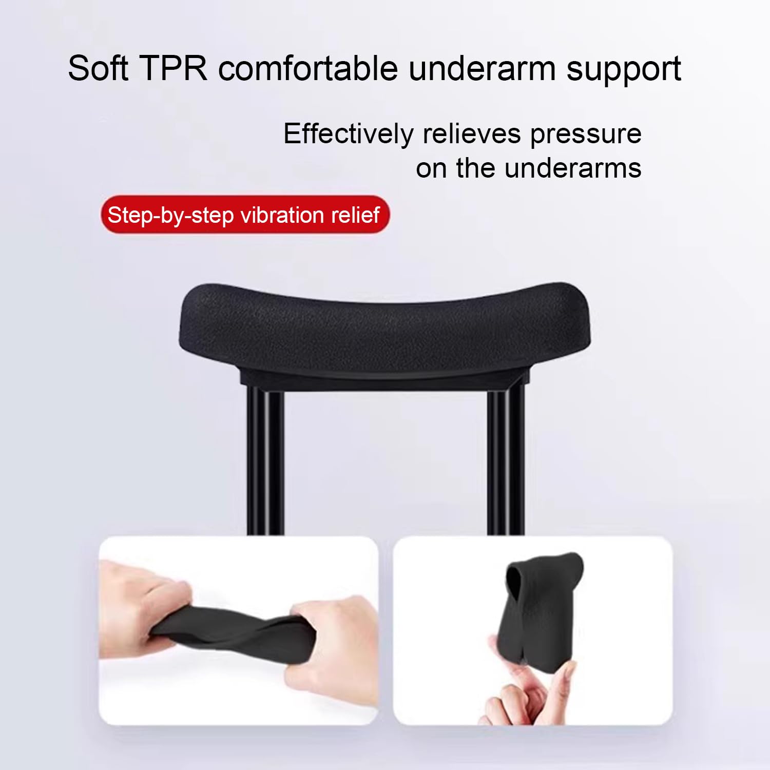 Axila Muletas,Bastón Universal De Aluminio,Ayuda para Caminar con Bastón,con Almohadilla Suave para La Mano,Ajustable De 98 a 158 Cm,Ligero,Apto para Personas con Movilidad Reducida(1 Par Negro)