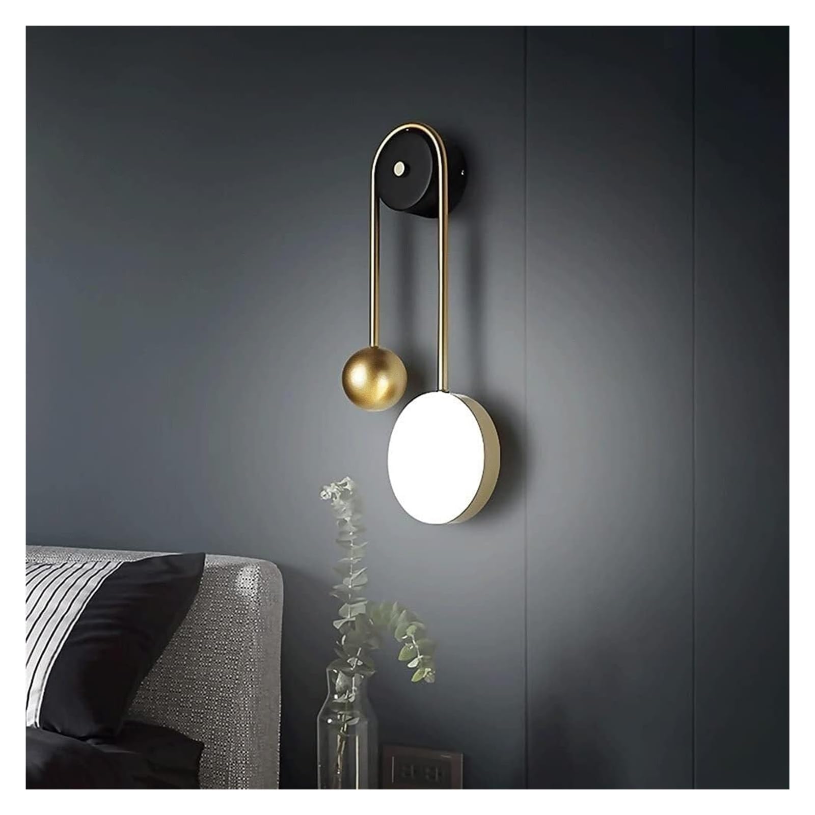LYGSWDB Kinkiety Kinkiety Zegar wahadłowy Kinkiety Matowa farba grillowana Korpus lampy + akrylowy abażur Kinkiety ścienne, metalowe kinkiety do salonu