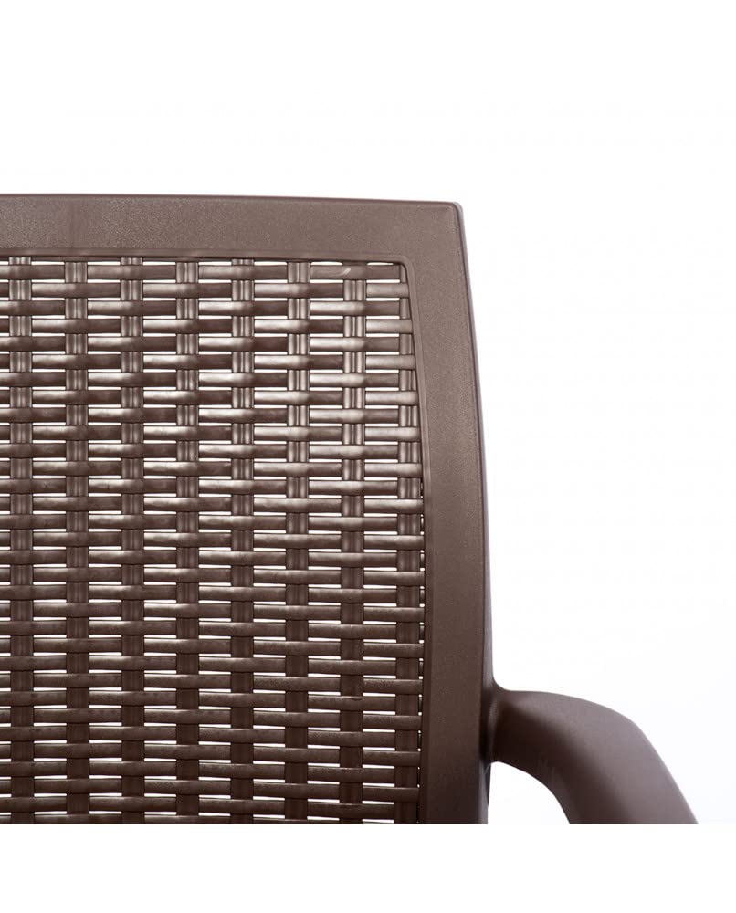 CREVICOSTA QUALITY MARK MARCAS DE CALIDAD - Conjunto Mesa Viana Monoblock + 4 sillas Caribe de Resina (Chocolate)