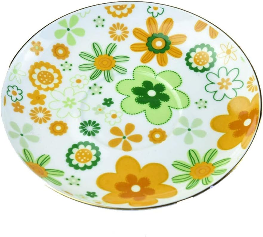 China Cup Cups Mugs Coffee Cup Porcelain Tea Cup and Saucer Set Coffee Cup with Saucer and Spoon Set of 2 Yellow Cappuccino Cups for Coffee Tea Milk Oatmeal，