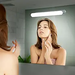 Luzes de maquiagem para espelho sem fio, brilho de cor ajustável e iluminação angular, LED de toque recarregável, 3 cores, cole para banheiro