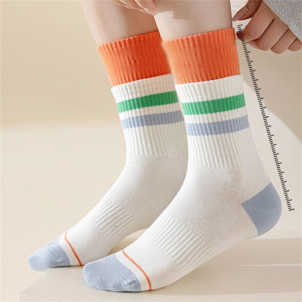 Sports Vitality Contrasting Striped Boneless Mid Length Socks