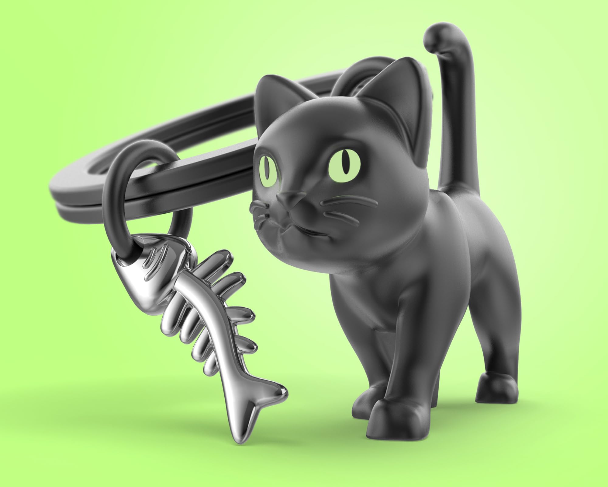 METALMORPHOSE - Breloczek do kluczy, czarny kot, świecące oczy, prezent dla dzieci, mężczyzn i kobiet, czarny, Taille unique