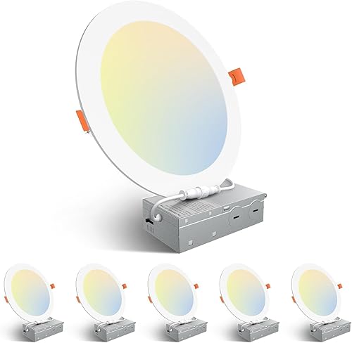 Vista 15 de Amico Paquete de 6 luces LED empotrables ultrafinas de 4 pulgadas 5CCT con caja de conexiones, 2700K/3000K/3500K/4000K/5000K seleccionables, 11W Eqv