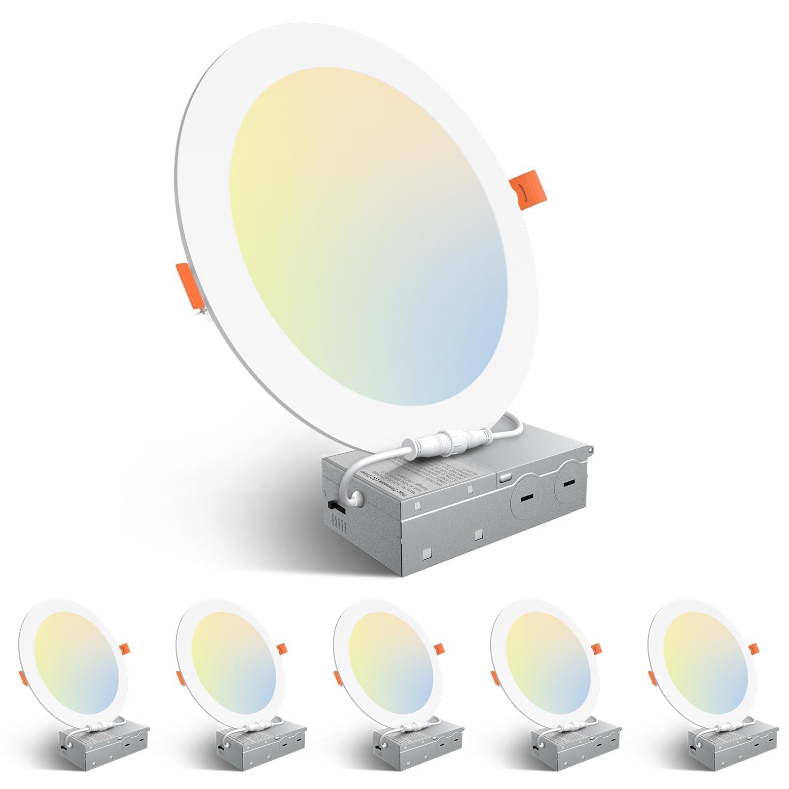 Amico 6 Pack 8 Inch 5CCT Ultra-Thin LED Recessed Ceiling