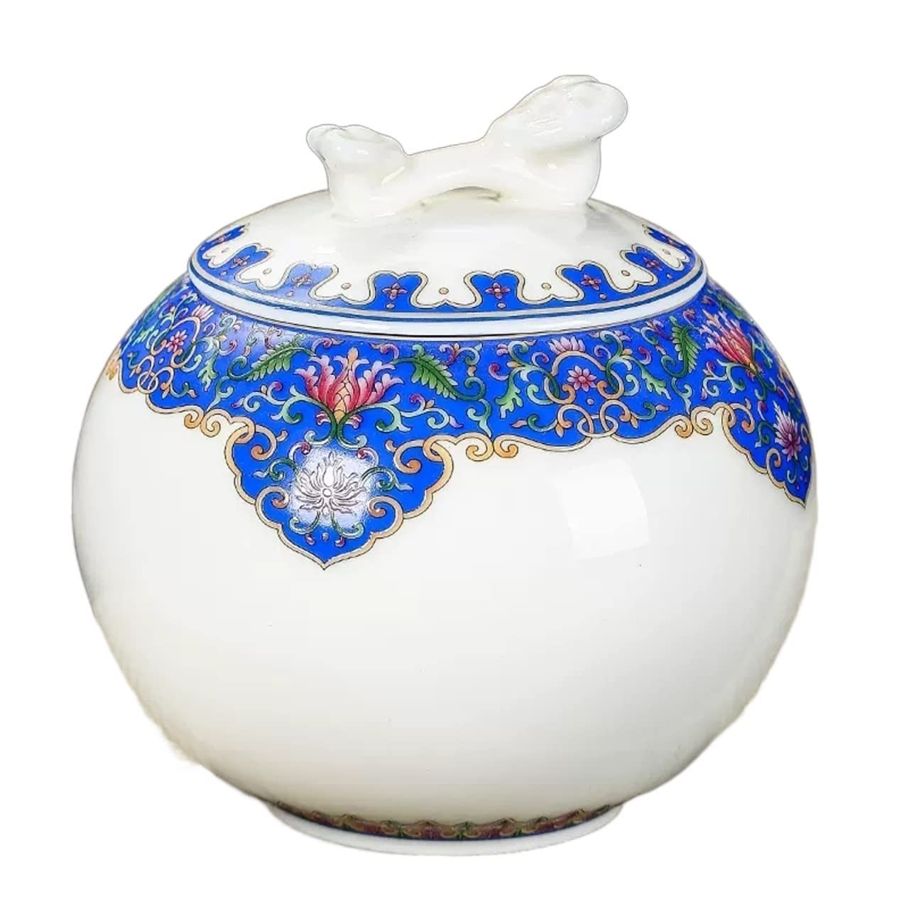 HLHLOP777 Kitchen Storage Jar Porcelain Tea Canister for Loose, Airtight Dehua Sheep Fat Jade White Caddy, Enamel Sealed Storage Tank 900 ML ﻿ Leaf Tea Jar(Blue)