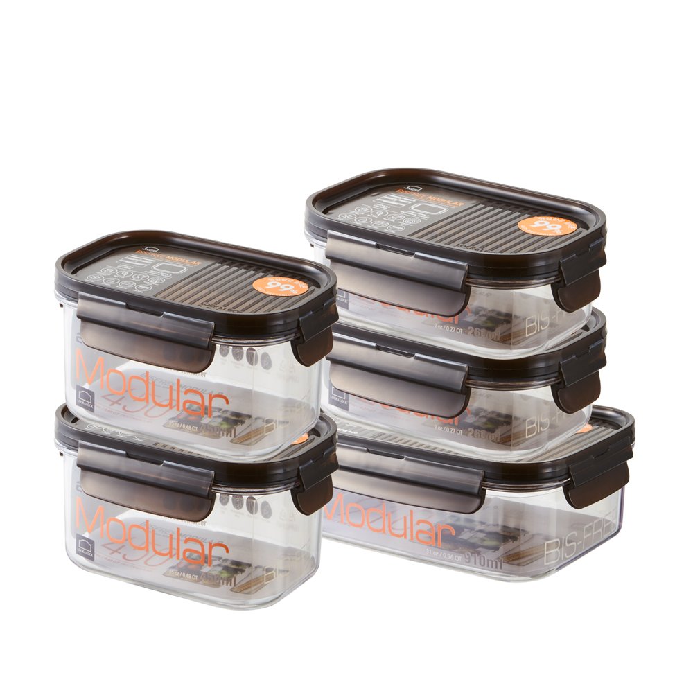 LOCK & LOCK Stackable Storage Containers 5pc Set BISFREE, Tritan BPA Free Plastic & Airtight Snap Lock System - Fresh Food Storage with Lid for Refrigerator, Freezer & Microwave