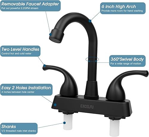 Miniatura 11 de Grifo de baño para autocaravana, 4 pulgadas, repuesto para lavabo de baño, autocaravana, remolque de viaje, barco con manijas de palanca clásicas
