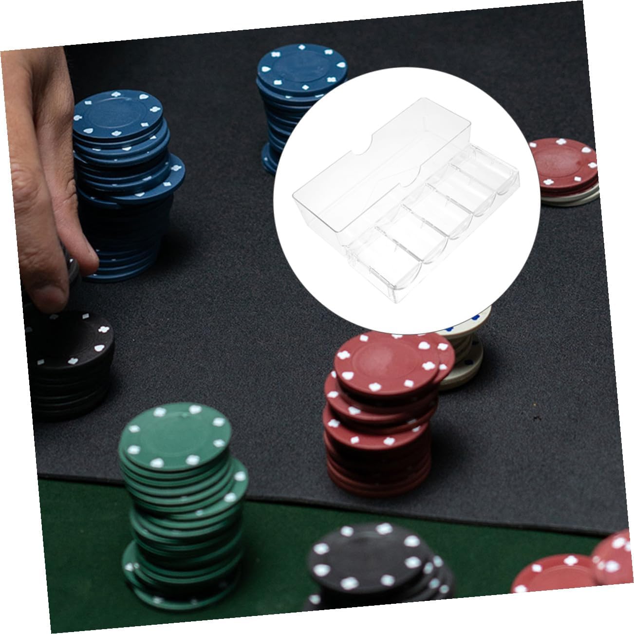 KICHOUSE 2pcs Sturdy Poker Chips Organizer Compartments Poker Chip Rack Case Storage Container Case