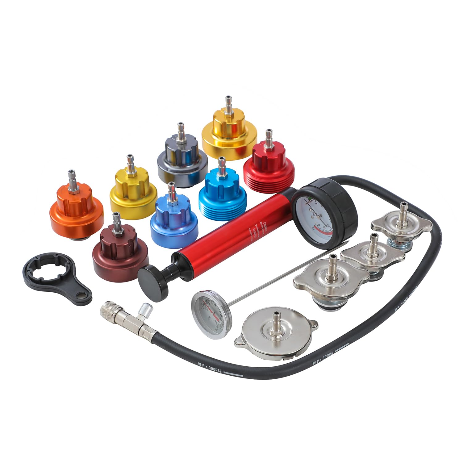 KATSU 15 Pièces Testeurs de Pression Universels pour Radiateur et Système de Refroidissement de Type Vide Détecteur de Fuite, Aluminium 450810