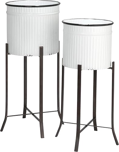 Vista 8 de Creative Co-Op Set de 2 Macetas de Hierro con Soportes