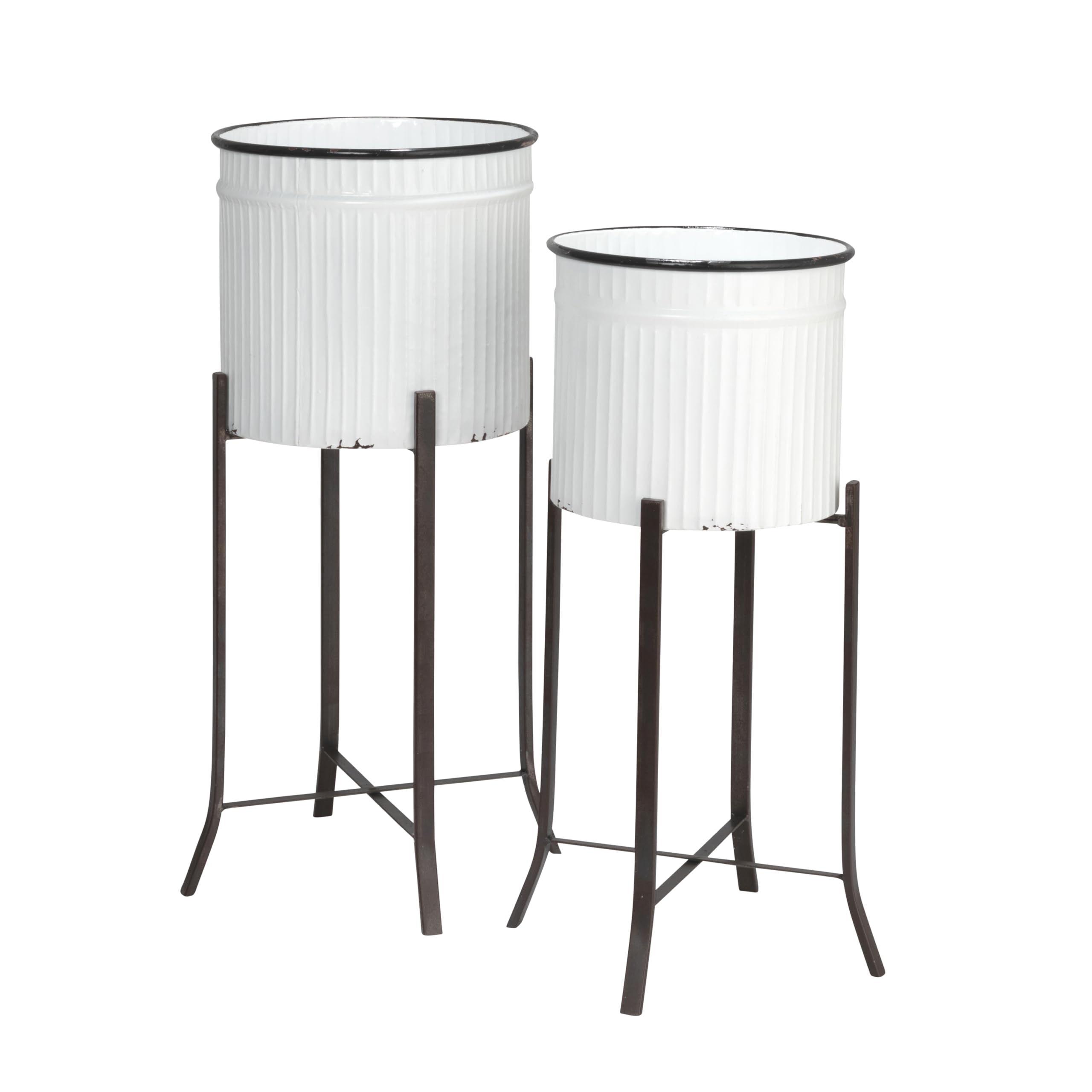 Creative Co-Op Round Metal Planters on Stands