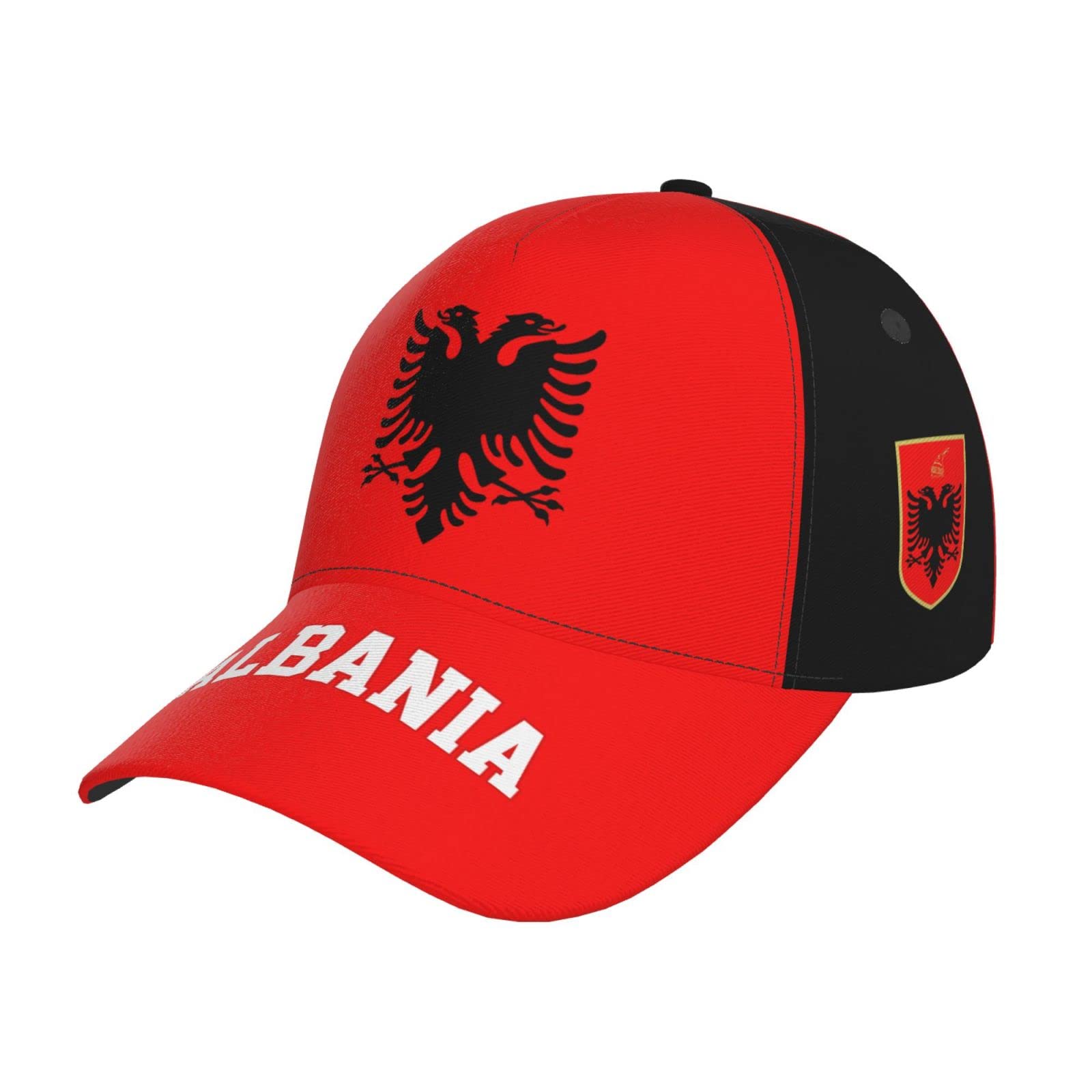 RFSHOPAlbania Flag Albanian Baseball Cap Full Print Adult Men Hat Patriotism Supporter Soccer Caps Black