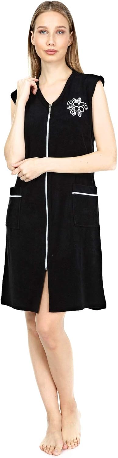 Brighton Robes La Serren Women's Terry Cotton Zipper Front Sleeveless ...