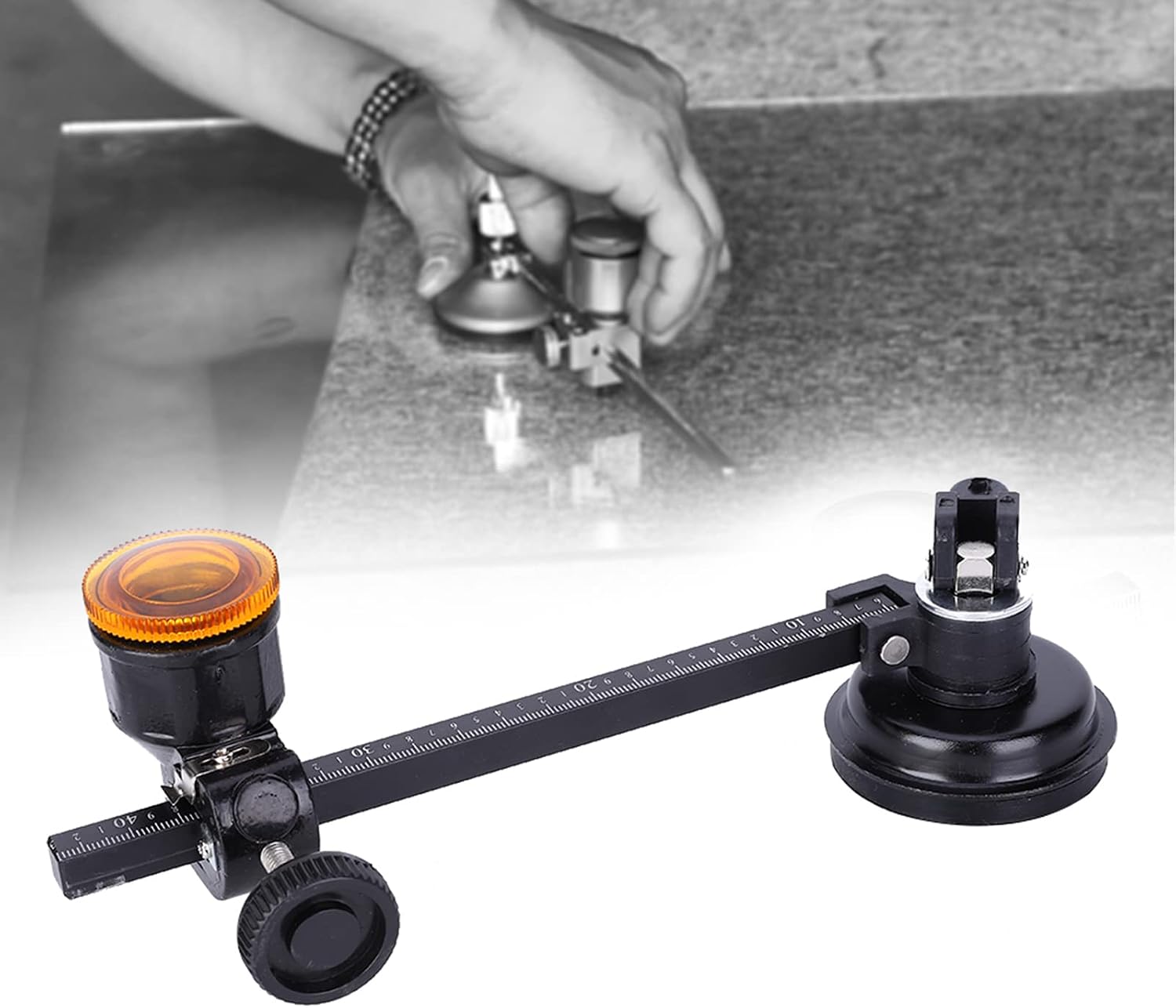 Garosa Circular Glass Cutter Adjustable Tile Cutting Tool with Suction Cup, 40cm Aluminum Alloy Mirror Ceramic Tiles Cutter for Home Improvement Projects