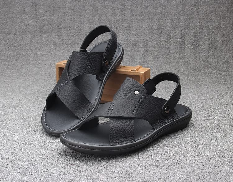 Men's Casual Shoes Sandals Slippers Beach Shoes Sandals Dual-use Outer Sandals(White-Patch Five-Pointed star4,39 Code)2