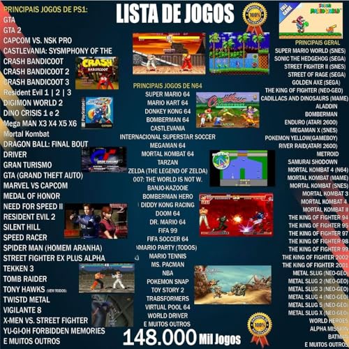 Video Game Retro Premium + 148 Mil jogos + 4 Controles + Atualizado
