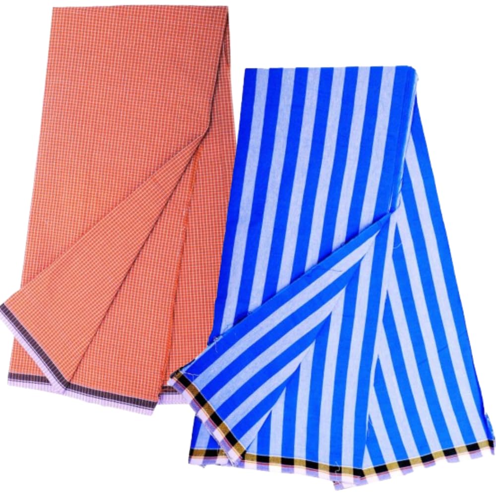 Mens Trendy Checked Cotton Lungis Pack of 2 pc; 100% Pure Cotton; Multicolor (Size 2.00 Meters)-image-43