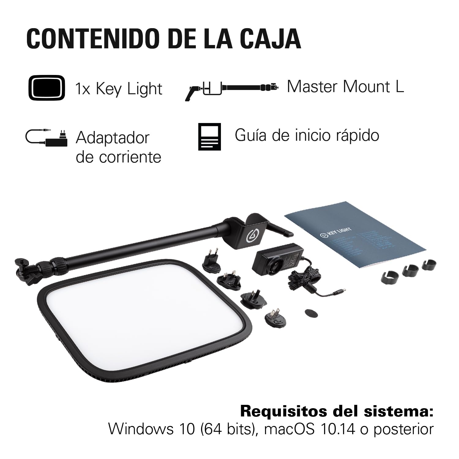 Elgato Key Light - Luz profesional de estudio de 2800 lúmenes, con soporte de escritorio para streaming, grabación y videoconferencia, temperatura y brillo ajustables con app en Mac, PC, iOS, Android