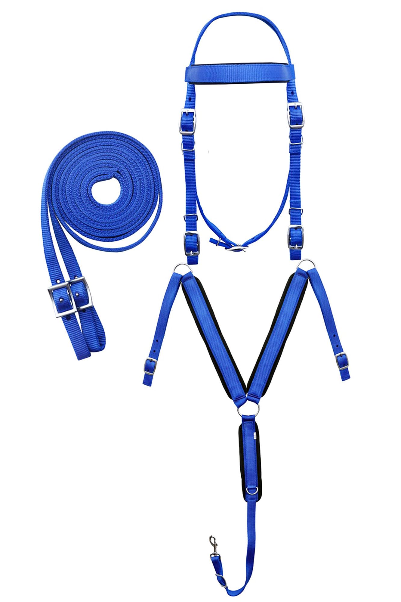 CHALLENGER Horse Western 3-Piece Nylon Bridle Breast Collar Reins Tack Set 601J02RB-F