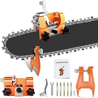 ZFULVO Chainsaw Sharpener,Chainsaw Vise and Hand-Cranked Chainsaw Sharpening Jig Kit,Portable Chain Saw Shaperener Tool for All Chain Saws and Electric Saws, with 5 Grinding Rod
