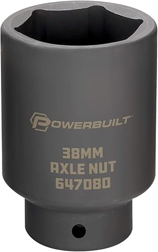 Vista 15 de Powerbuilt 647076 - 647076 - Toma de tuerca de eje de 1.142 in, punta extra profunda, quitar tuercas del eje del eje de la rueda delantera, orificio
