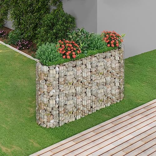 KATERYY Gabion Raised Bed Galvanised Iron 190 x 50 x 100 cm Garden Care