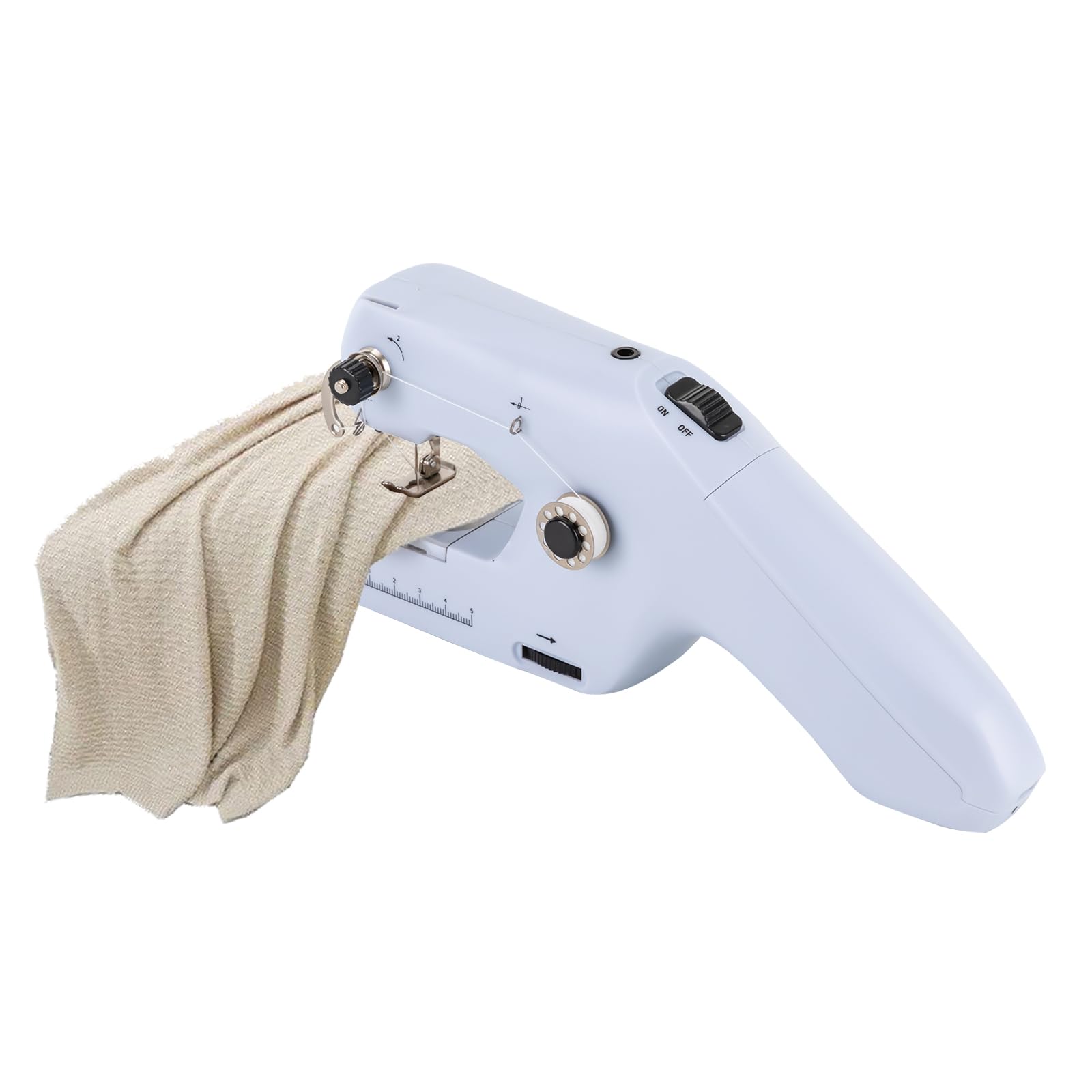 Mini macchina da cucire a mano per tessuti spessi, macchina da cucire elettrica portatile da viaggio per vestiti, tende in tessuto, fai da te e viaggi (bianco)