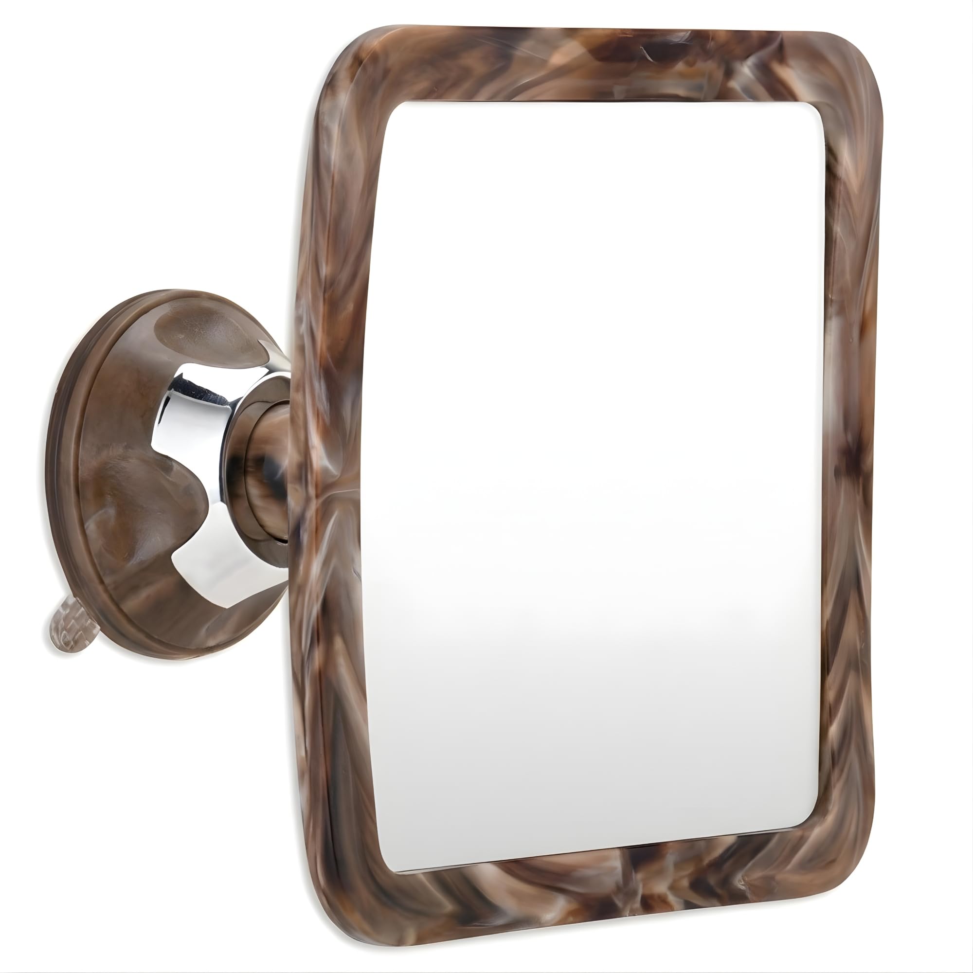 Mirrorvana Cocoa Marble Print Fogless Shower Mirror - Shatterproof, 360° Swivel And Upgraded Suction Cup For Effortless Shaving - 16Cm X 16Cm (Cocoa Marble Print)