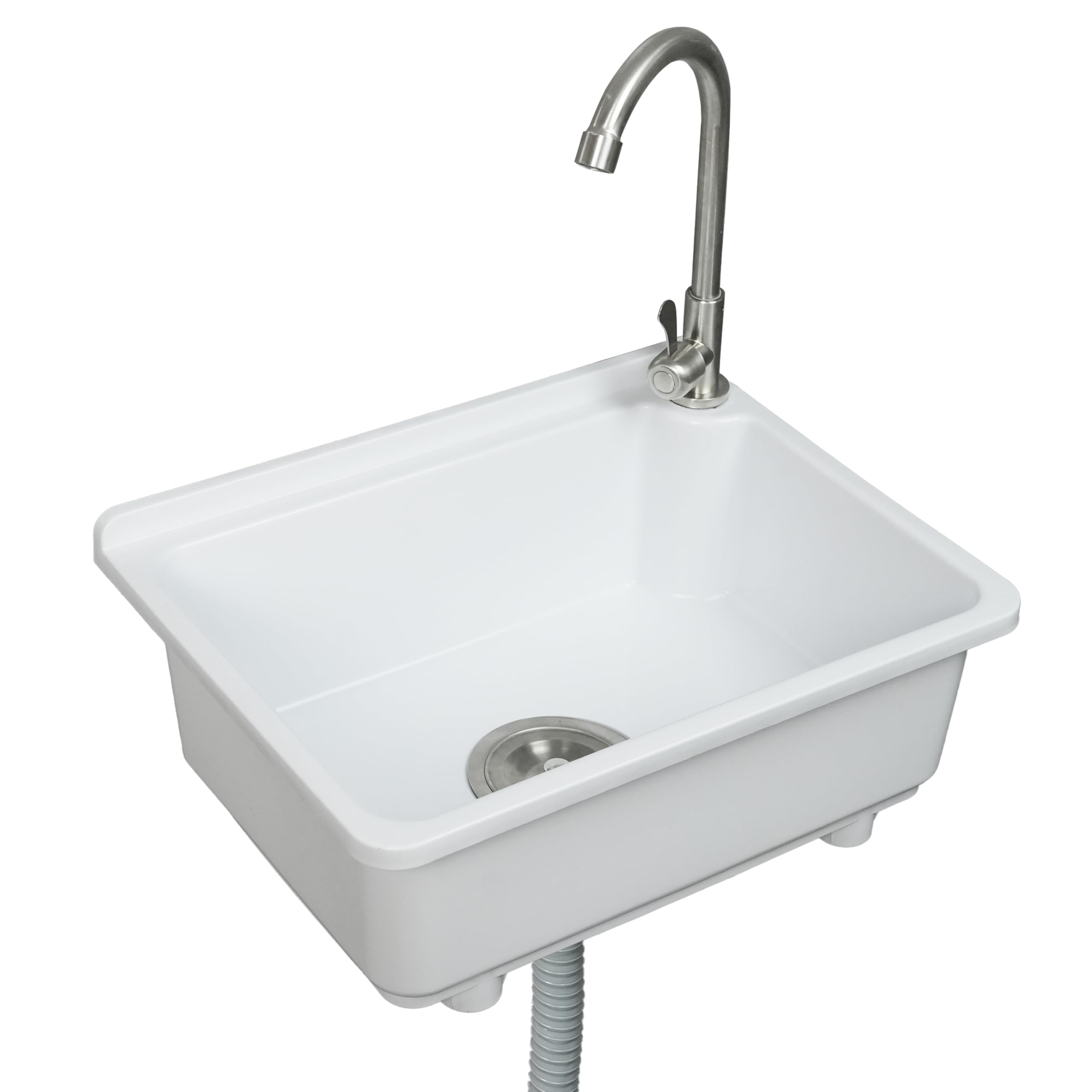 Kitchen Single Bowl Utility Sink, Kitchen Wall-Mounted Sink Plastic 16.9 x 12.8 Inch with 1.26 inch Faucet Hole,for Home rv,Restaurant, Dorm,Garage,Bathroom,Laundry(White)