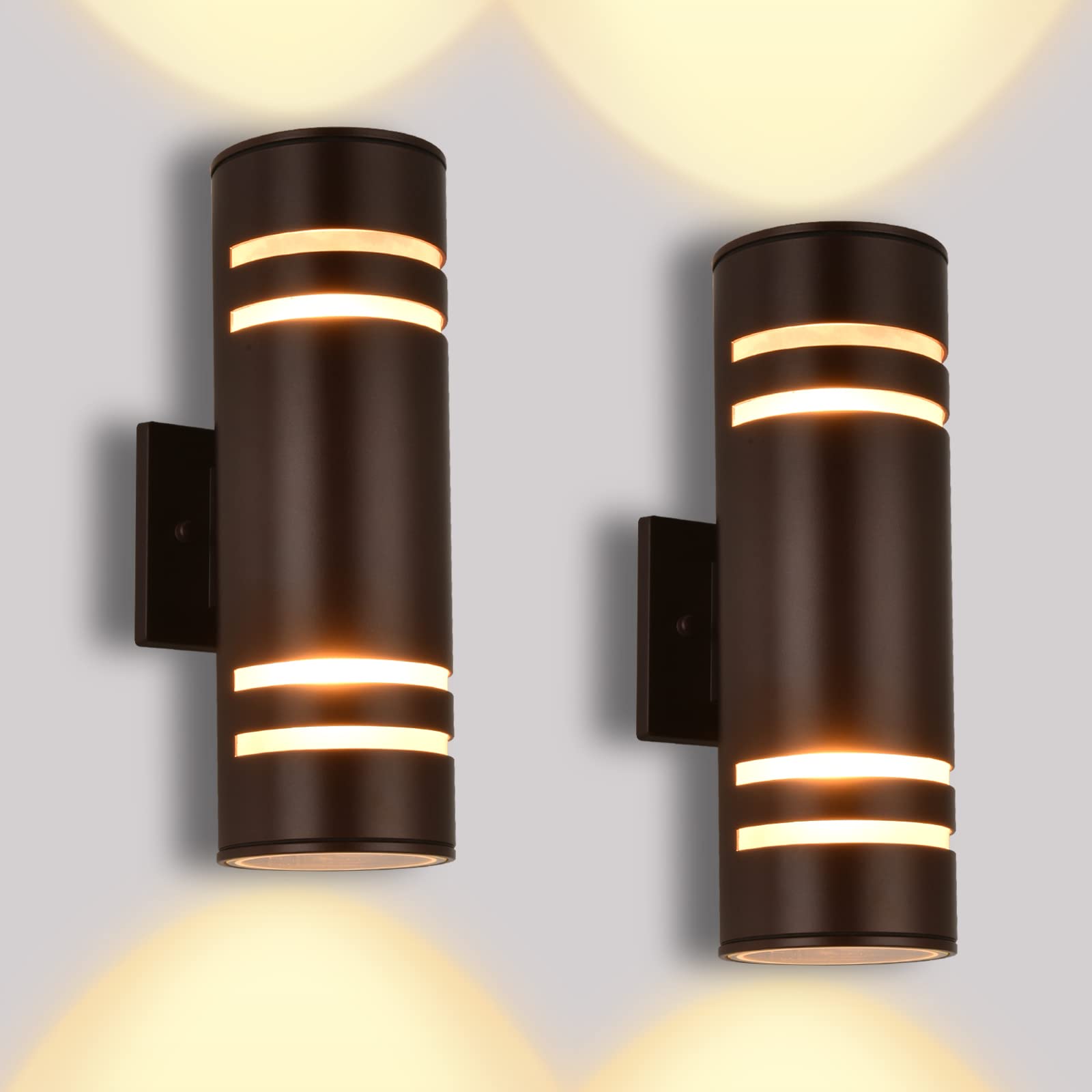 Outdoor Wall Lights 2 Pack, Modern Porch Lights Outdoor IP65 Waterproof, Up Down Exterior Lighting Fixtures for House Patio, Oil Rubbed Bronze