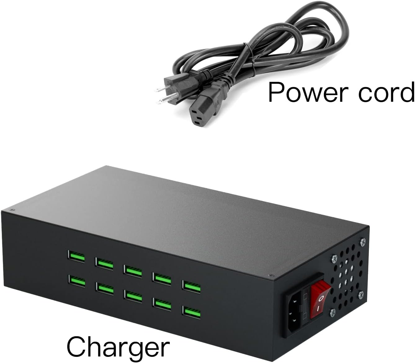 10 Port 200W Charging Station for Multiple Devices, Quick Charge 3.0 Fast USB Charging Station, Multiple USB Charging Station for iPhone, iPad, Samsung, Tablets, and Other Electronics