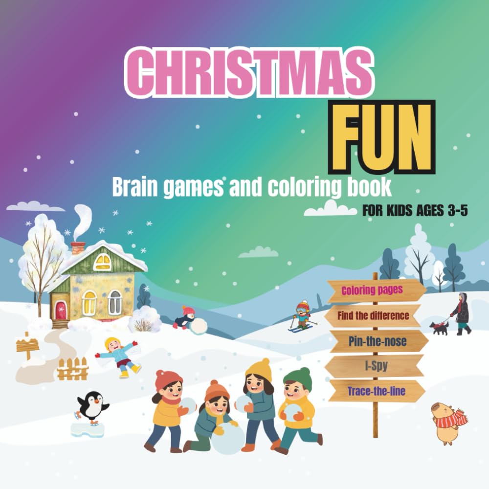 Christmas Fun: Brain games and coloring book
