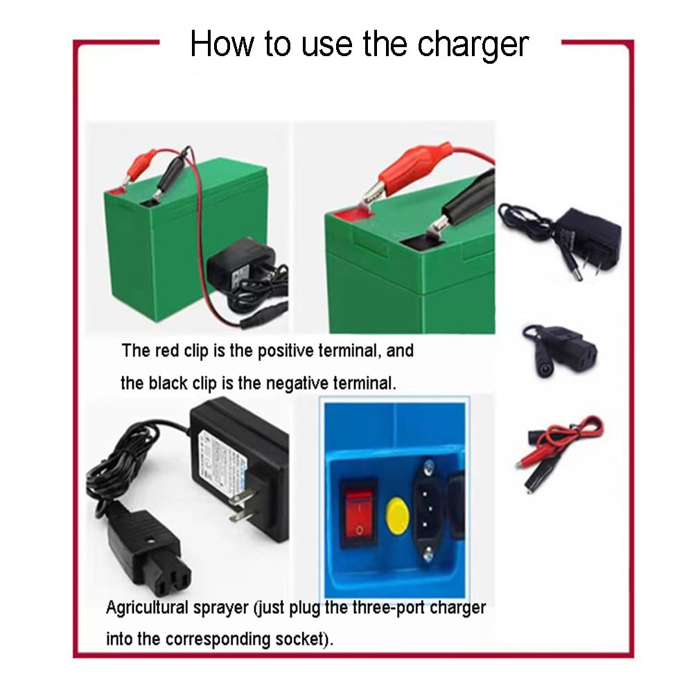 Batería de Repuesto de Iones de Litio para pulverizador eléctrico de 12 V, 10 Ah, 14 Ah, 16 Ah, 18 Ah y 20 Ah, con Cargador para Almacenamiento de energía de la máquina.