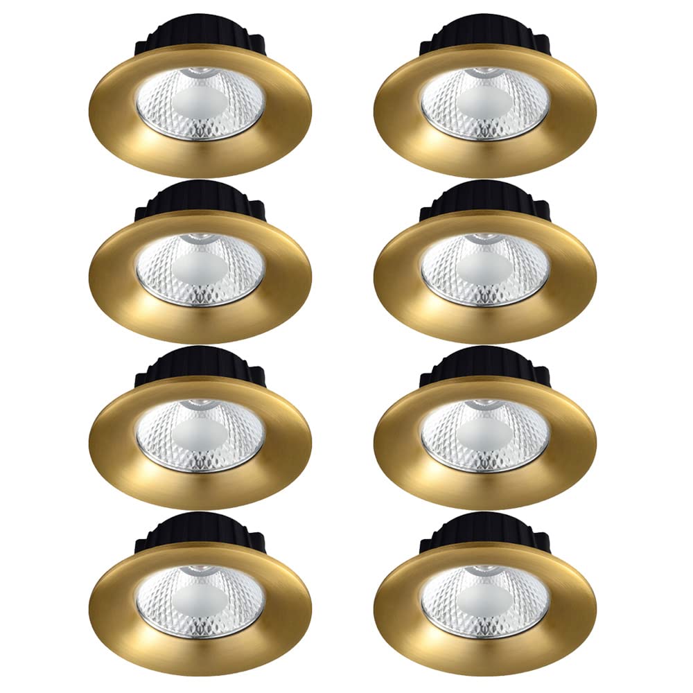 GTHTUHFD 3In 4In 5In Canless Brass Cob Downlight Kitchen Recessed Lights 5W,7W,9W,12W Simple Retrofit Spotlights 6000K-3000K Selectable,Anti-Glare Trim,5w-6000k