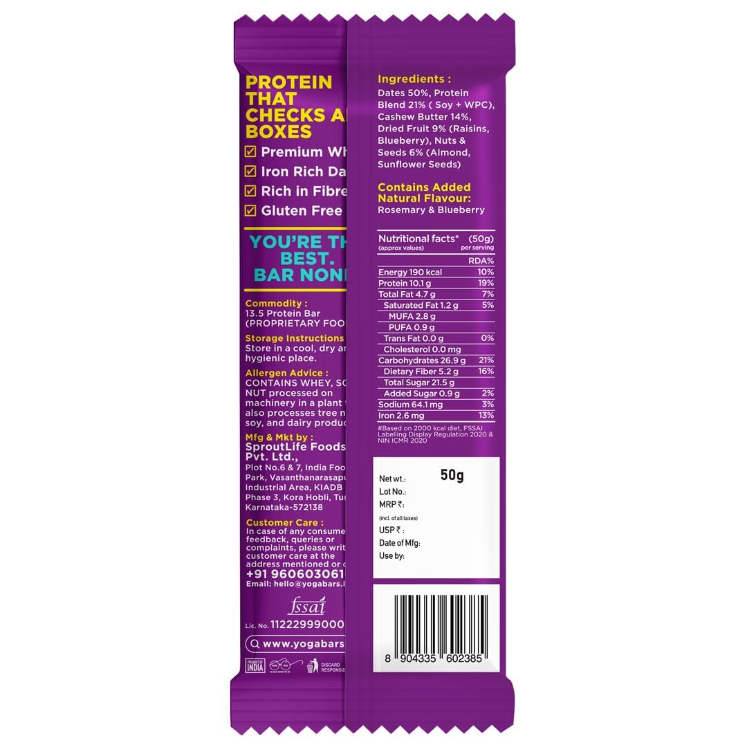 Yoga Bar Protein Bar - Blueberry Blast 50 gm Bar — Amazon image 2
