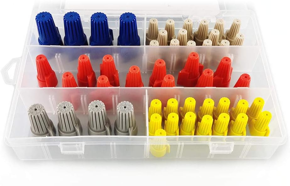 WAHSURE 50Pcs Electrical Wire Connectors Twist Caps,Winged Screw Nuts Kit with Spring Insert for HVAC,6-22 AWG