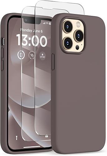 Miniatura 1 de COFFKER Funda de silicona líquida diseñada para iPhone 13 Pro, 2 protectores de pantalla, protección militar a prueba de golpes, funda delgada para
