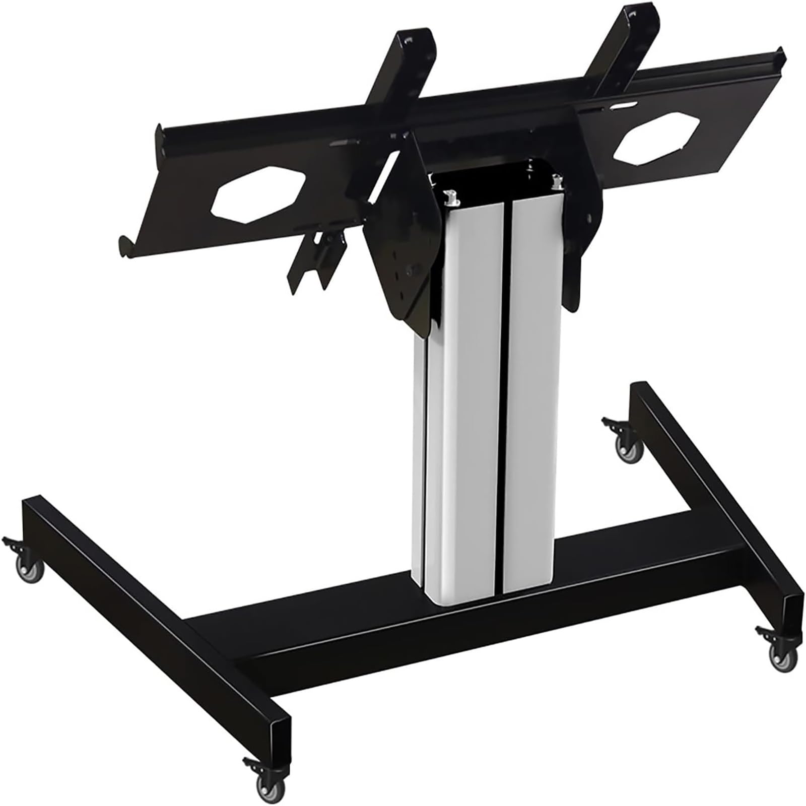 Supporto TV da pavimento con ruote - Carrello TV mobile con ruote, per TV LCD LED a schermo piatto/curvo da 32-60 pollici, la spaziatura dei fori a sinistra e a des,