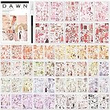 Vintage Washi Stickers for Scrapbooking, Scrapbook Stickers for Junk Journals, 50 Sheets Aesthetic Sticker Book for Journaling Supplies,Art Bullet Journals for Adults Teens Girls with 1pcs Carving