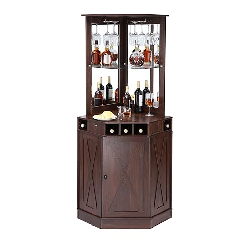 VEVOR Corner Industrial Bar Cabinet, Wine Table for Liquor &