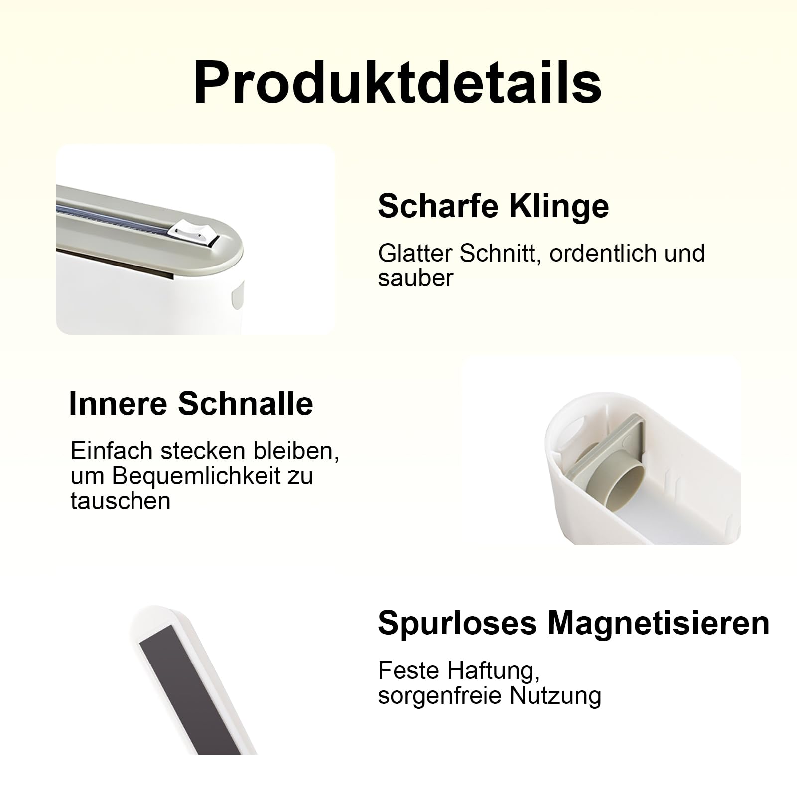 2 Stück Magnetischer Frischhaltefolienspender mit Schneider,Folienschneider, Alufolienspender und Frischhalte Folienspender Folienschneider für Küche, mit 2 Frischhaltefolie