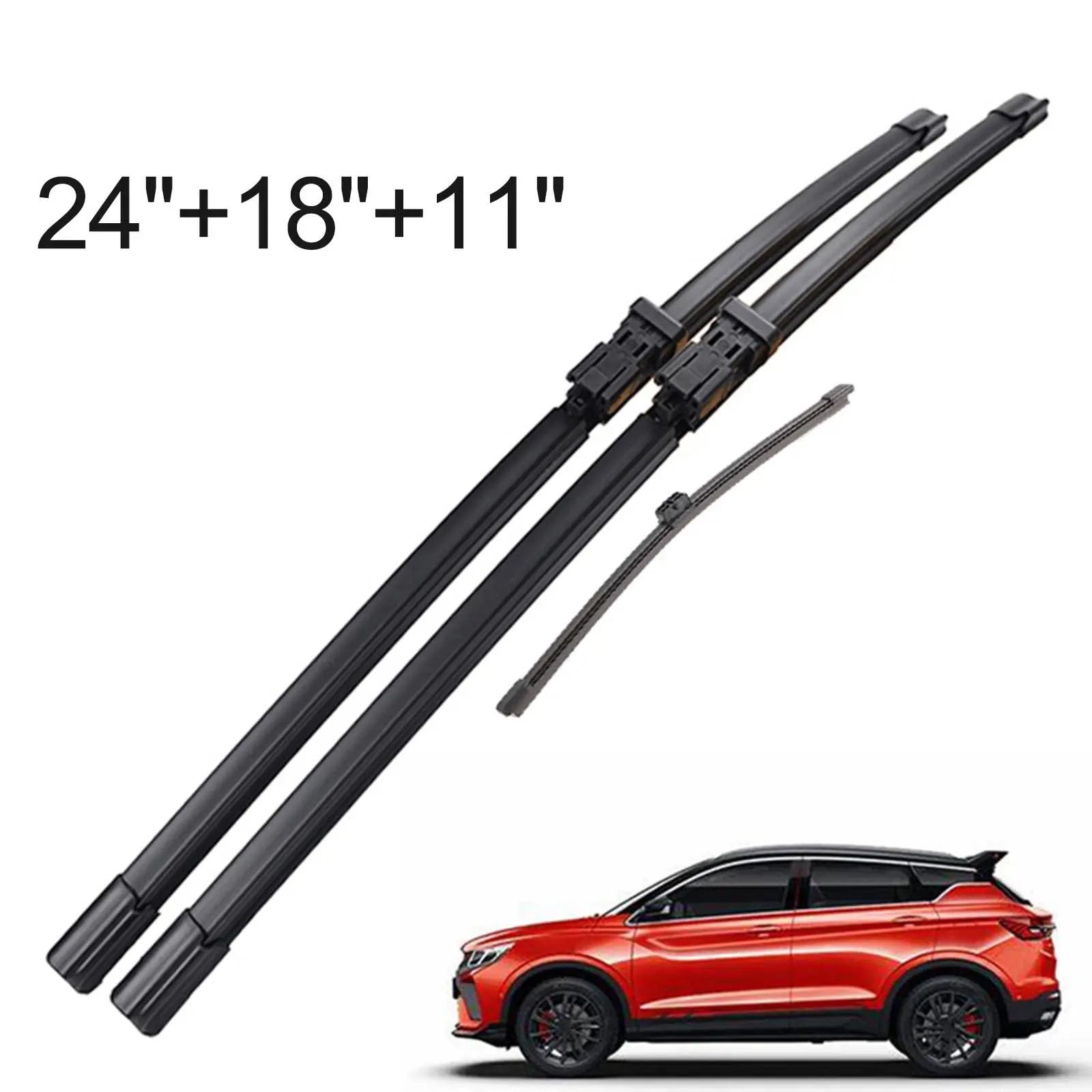 Kit Spazzole Tergicristallo Auto Per BelGee Per X50 2023 2024 | Set spazzole tergicristallo anteriori posteriori aggiornamento ricambio 3 pezzi 24'' 18'' 11''