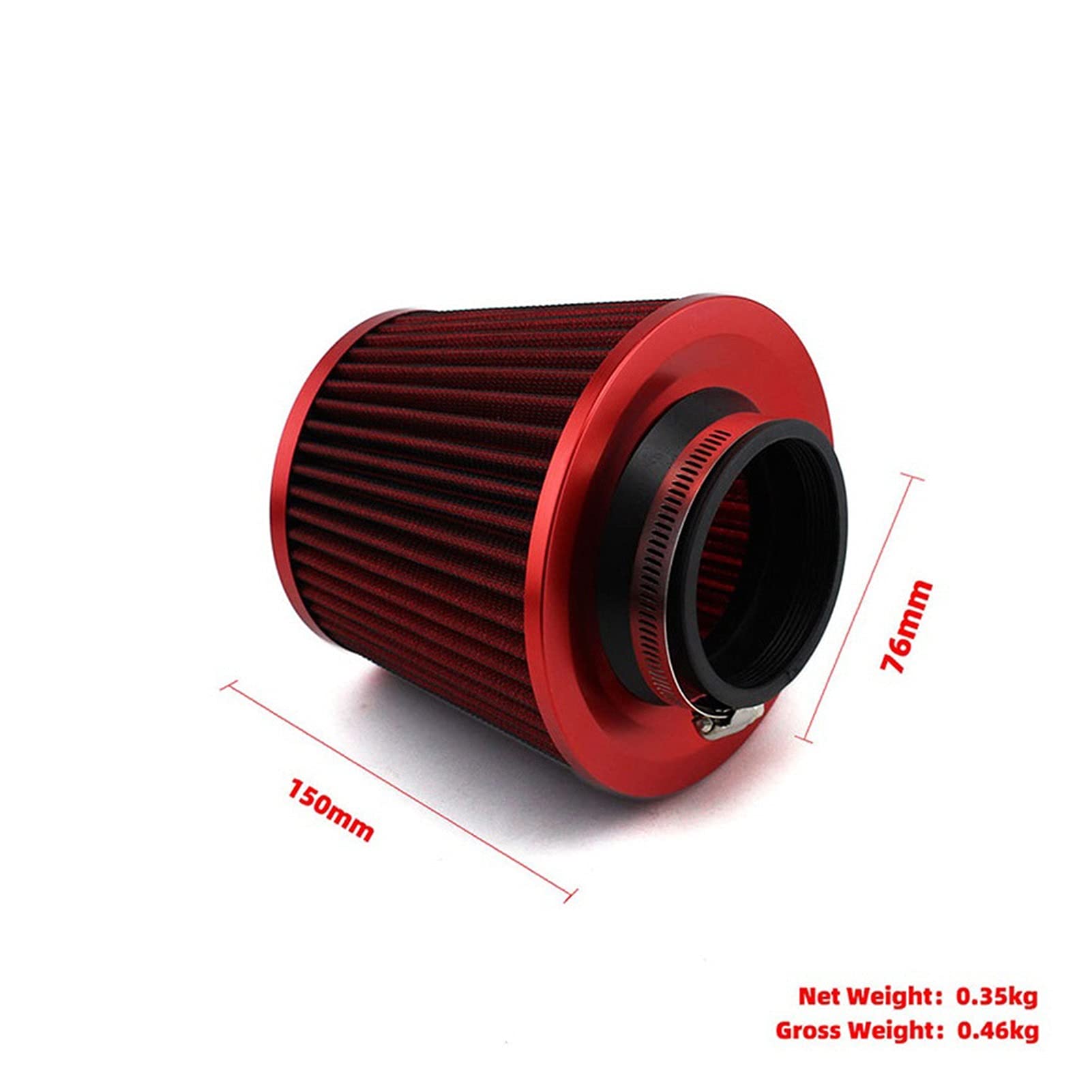 Sporty samochodowe 3-calowy stożkowy filtr wlotu powietrza 76 mm stożkowy filtr wydajności JDM Race Performance Filtr powietrza Aria Sportivo o wysokim przepływie 6 cali uniwersalny (kolor: